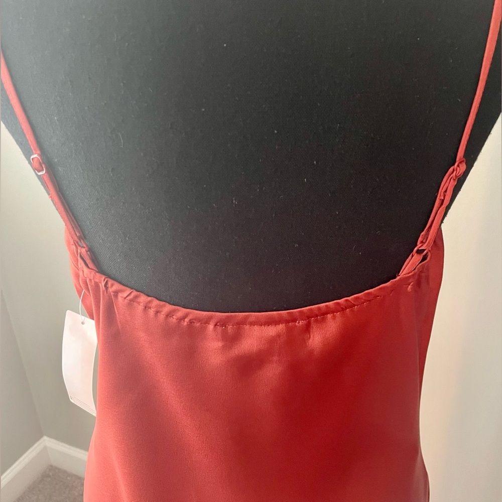 NWT Inspired Hearts satin terracotta/rust/pumpkin spaghetti strap satin dress - Picture 6 of 7